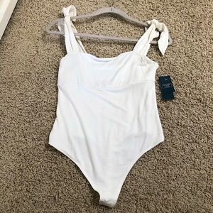 White Tie Shoulder Tank Bodysuit